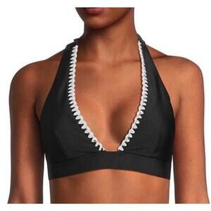 NEW Milly Bikini Top Black White Crochet Halter